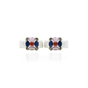 Silver Emerald Colorful Gems Toe Rings
