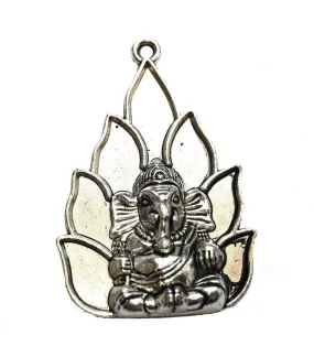 Silver Lotus Ganesha Pendant