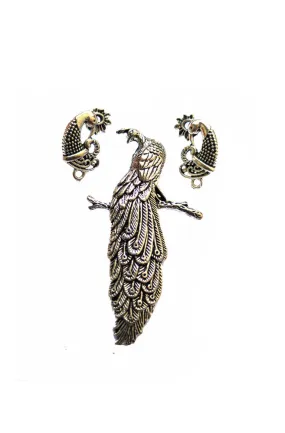 Silver Peacock Pendant Set