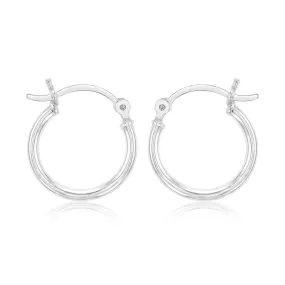 Sterling Silver Plain Round 15mm Hoop Earrings