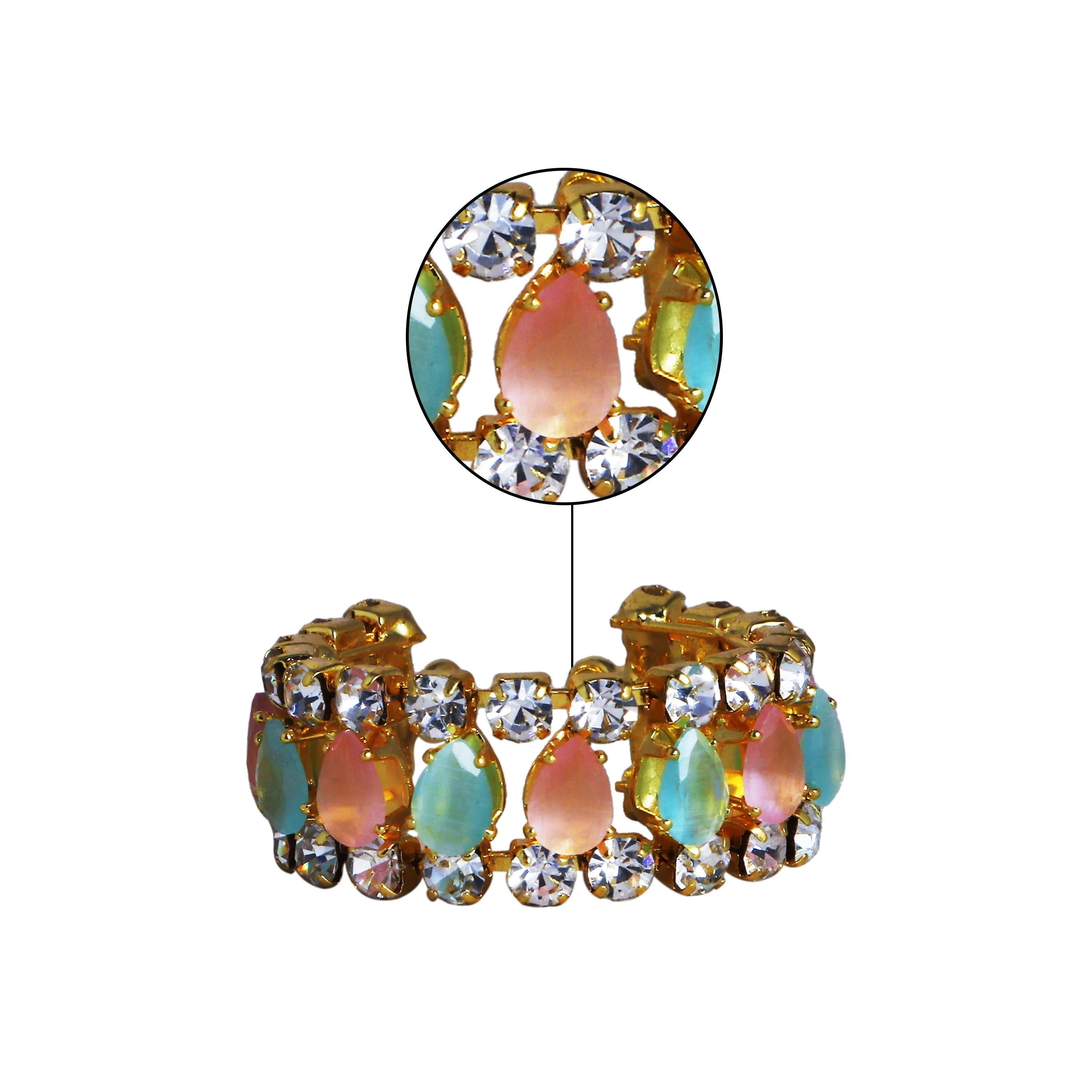 Stone Bangle - 1 Inches | Multicolour Stone Jewelry/ Jewellery for Deity