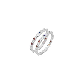 Stylish Silver Bangles Highlighted by Multicolour Stones