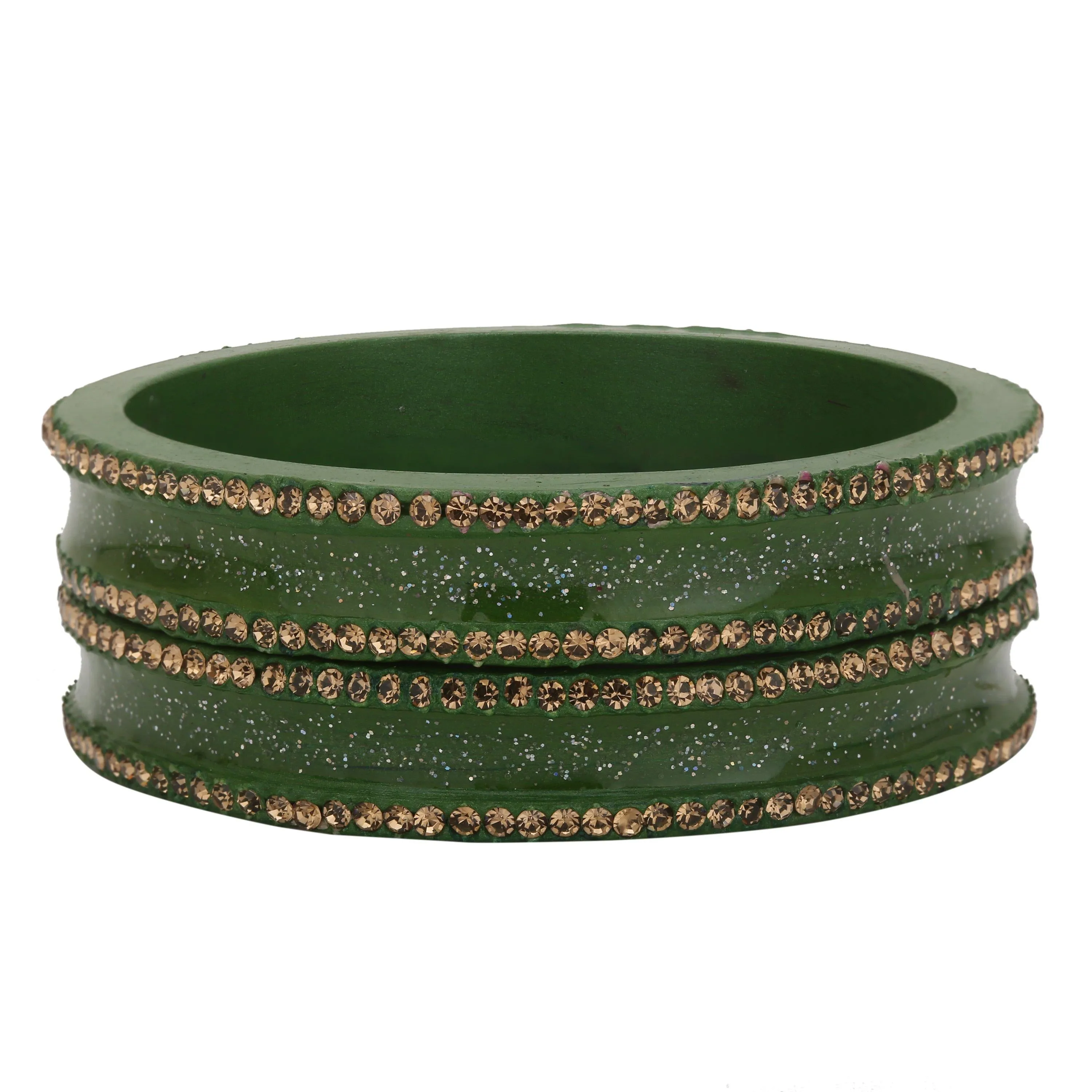 Sukriti Rajasthani Elegant Green Lac Bangles for Women - Set of 2