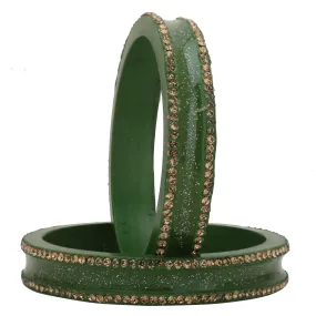 Sukriti Rajasthani Elegant Green Lac Bangles for Women - Set of 2