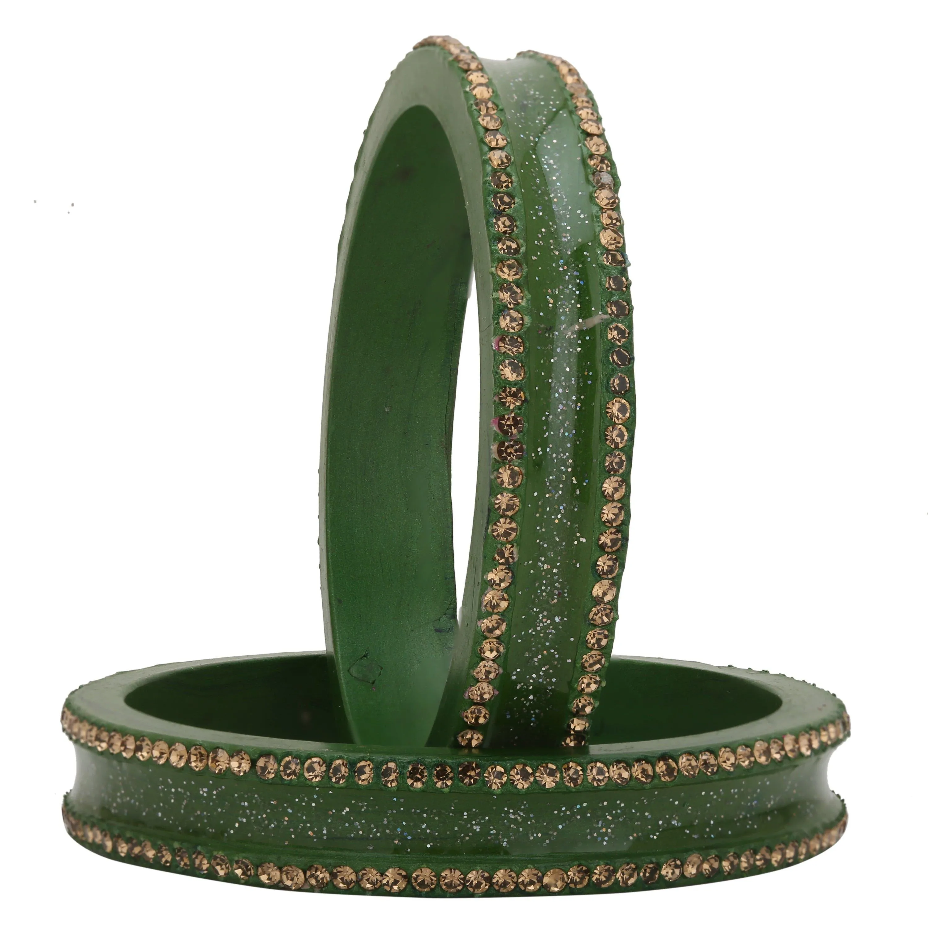 Sukriti Rajasthani Elegant Green Lac Bangles for Women - Set of 2