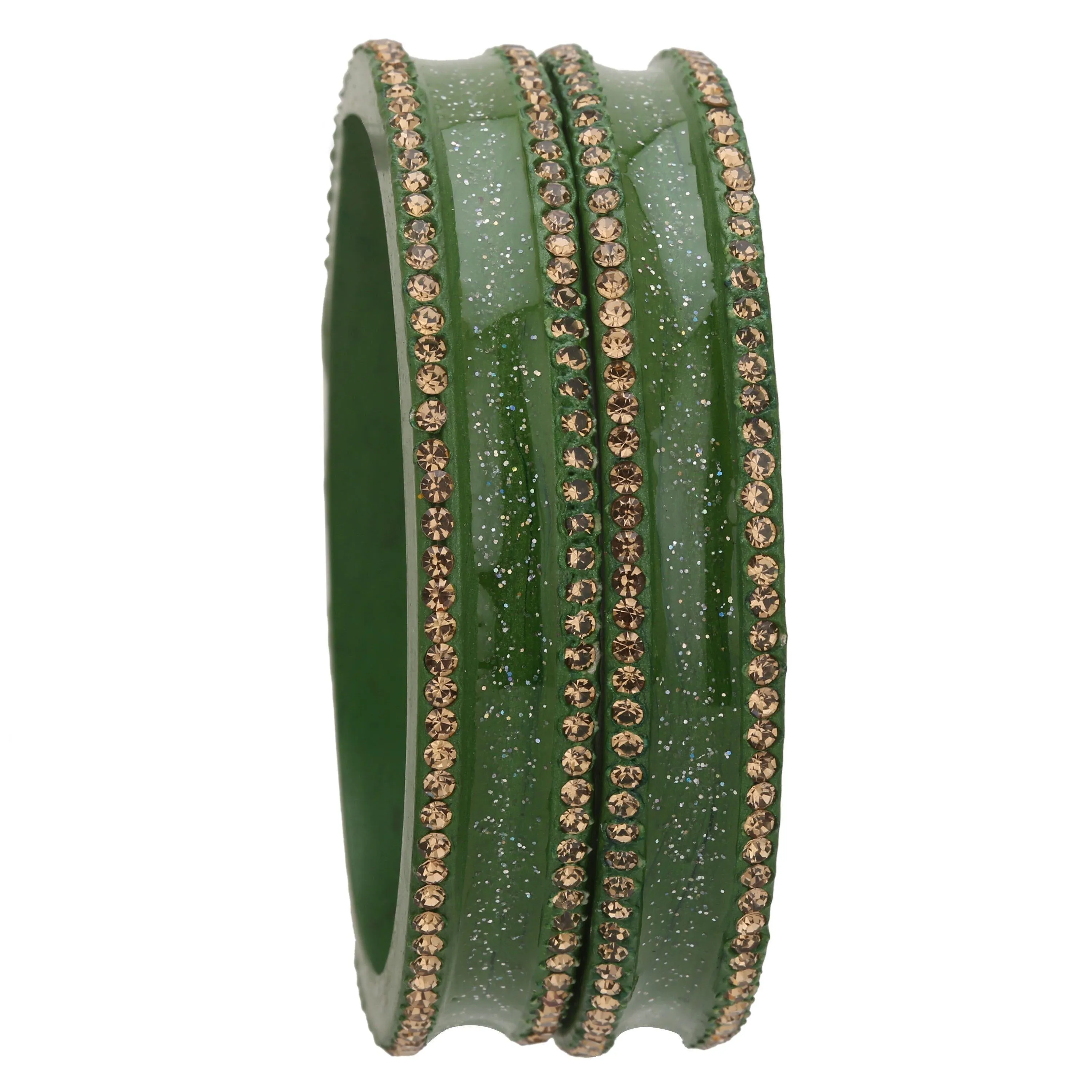 Sukriti Rajasthani Elegant Green Lac Bangles for Women - Set of 2