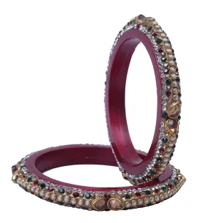 Sukriti Rajasthani Elegant Maroon Lac Bangadi Bangle - Set of 2