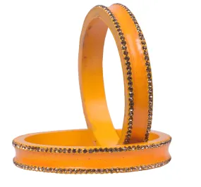 Sukriti Rajasthani Elegant Orange Lac Bangles for Women - Set of 2