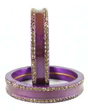 Sukriti Rajasthani Elegant Purple Lac Bangles for Women - Set of 2