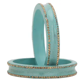 Sukriti Rajasthani Elegant Turquoise Lac Bangles for Women - Set of 2
