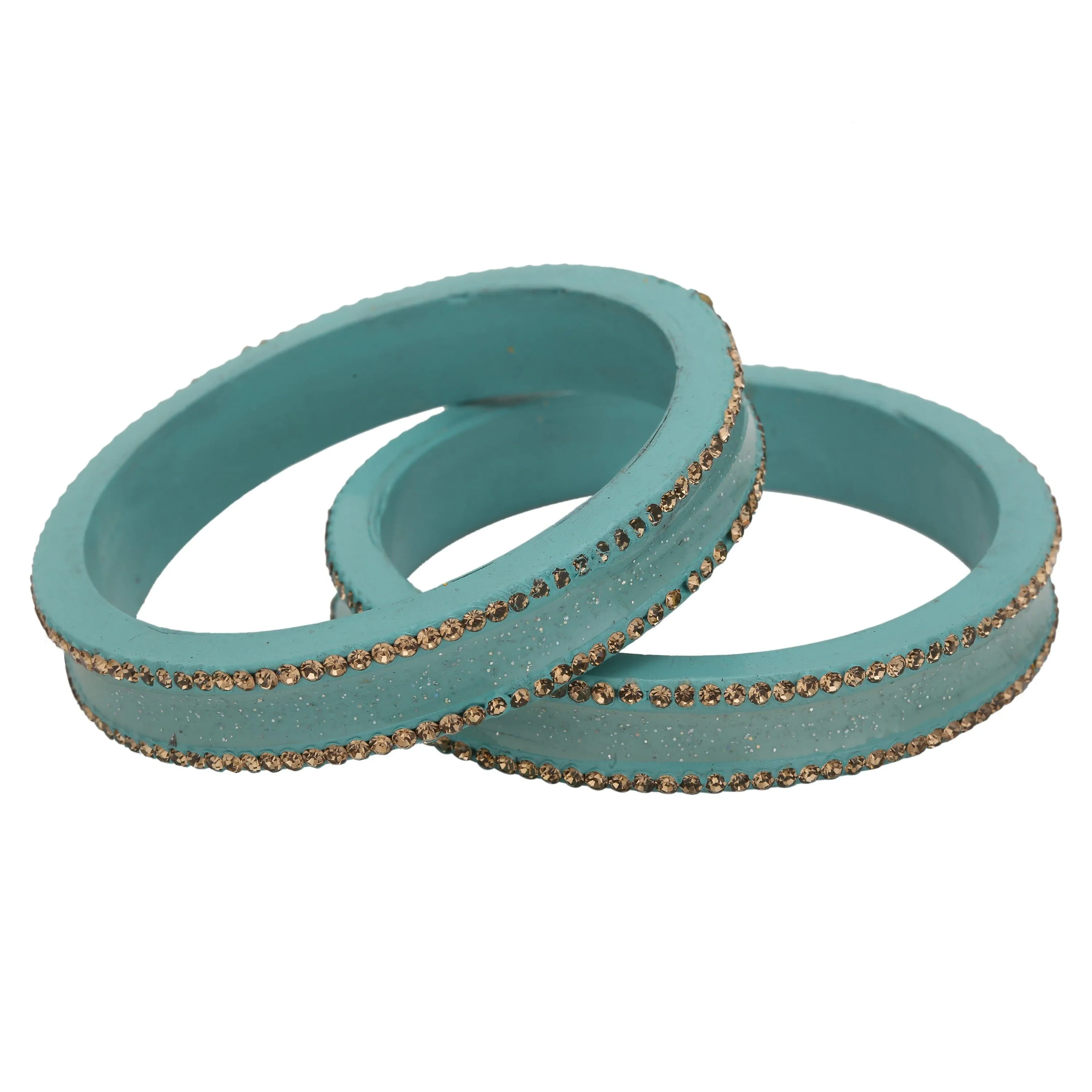 Sukriti Rajasthani Elegant Turquoise Lac Bangles for Women - Set of 2