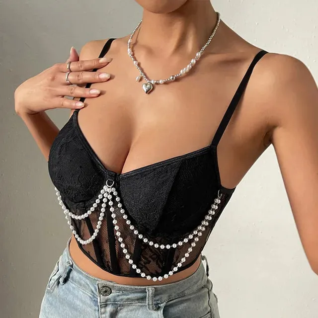 Summer Short Chain Corset Crop Top