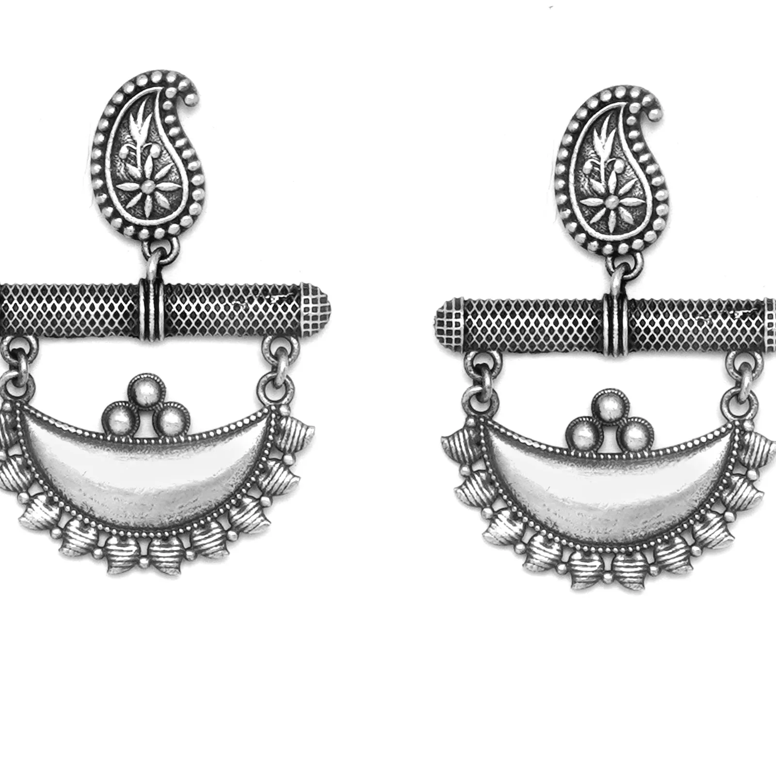 Teejh Anushka Half Moon Silver Oxidised Earrings