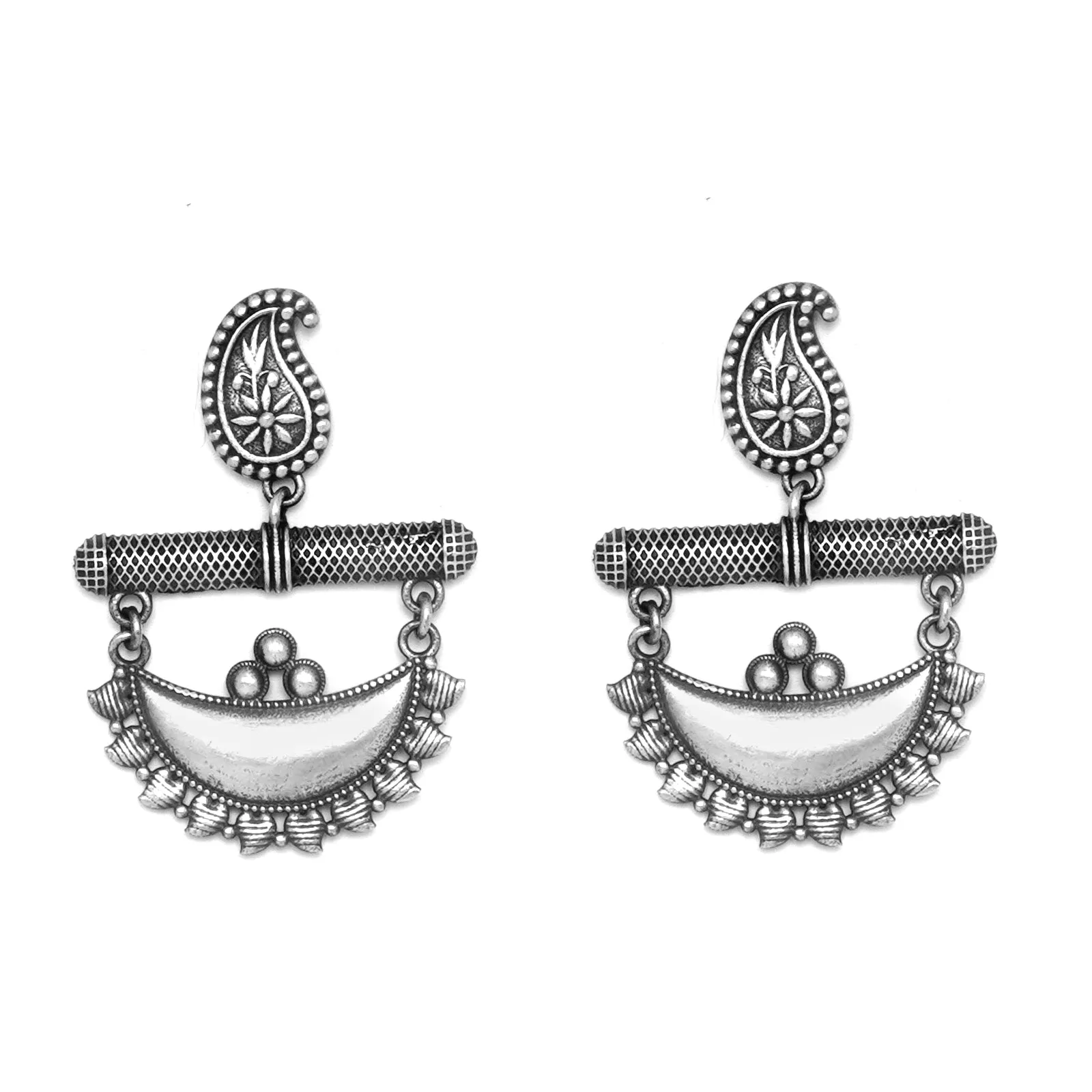 Teejh Anushka Half Moon Silver Oxidised Earrings