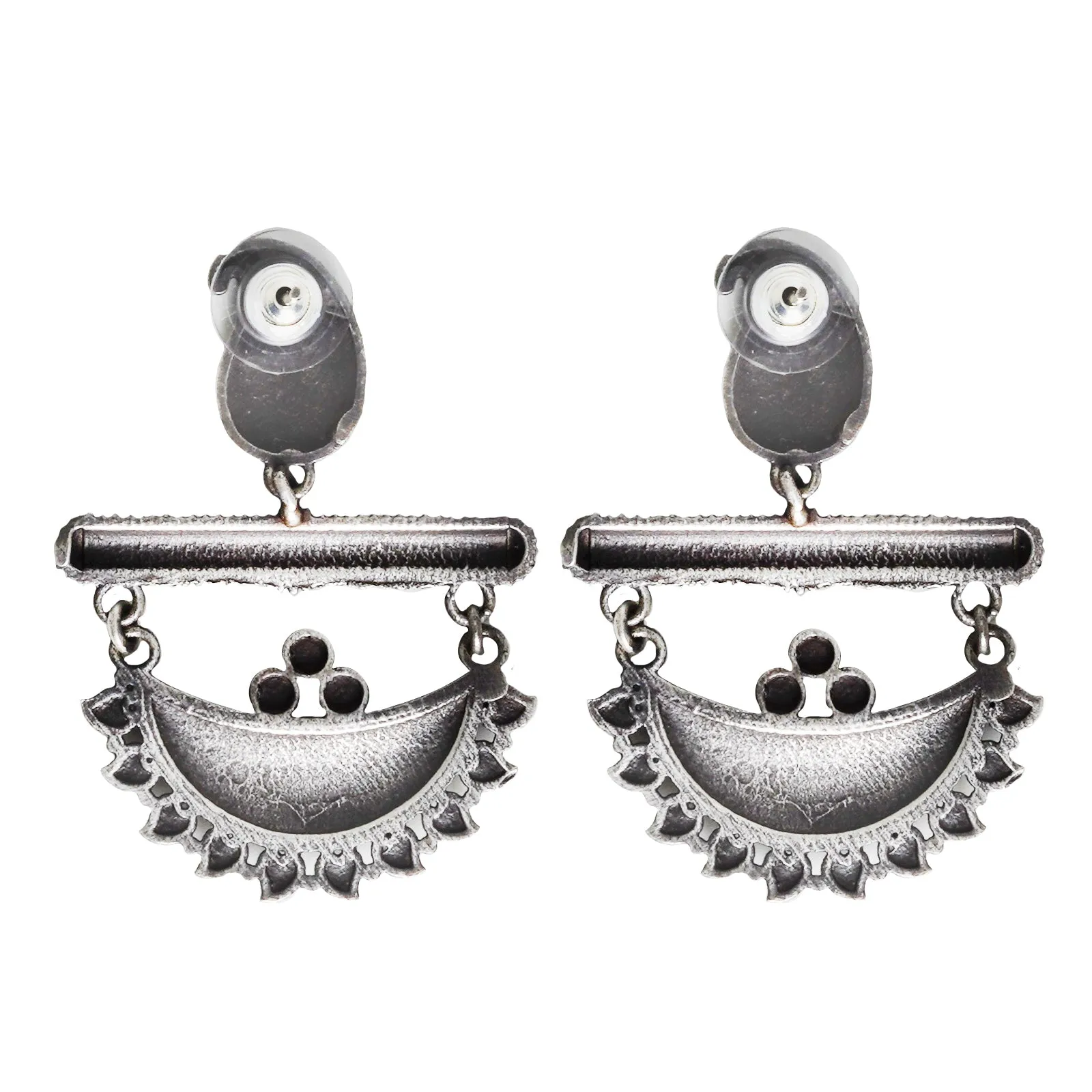 Teejh Anushka Half Moon Silver Oxidised Earrings