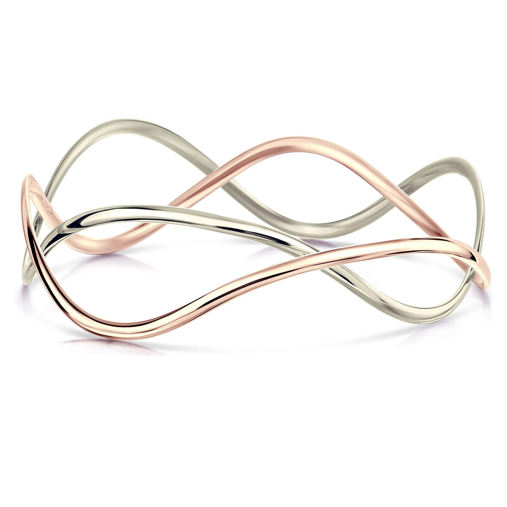 Tidal 2-part Bangle in 9ct White & Rose Gold