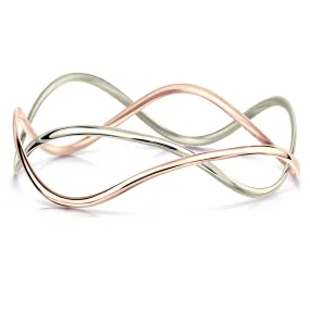 Tidal 2-part Bangle in 9ct White & Rose Gold