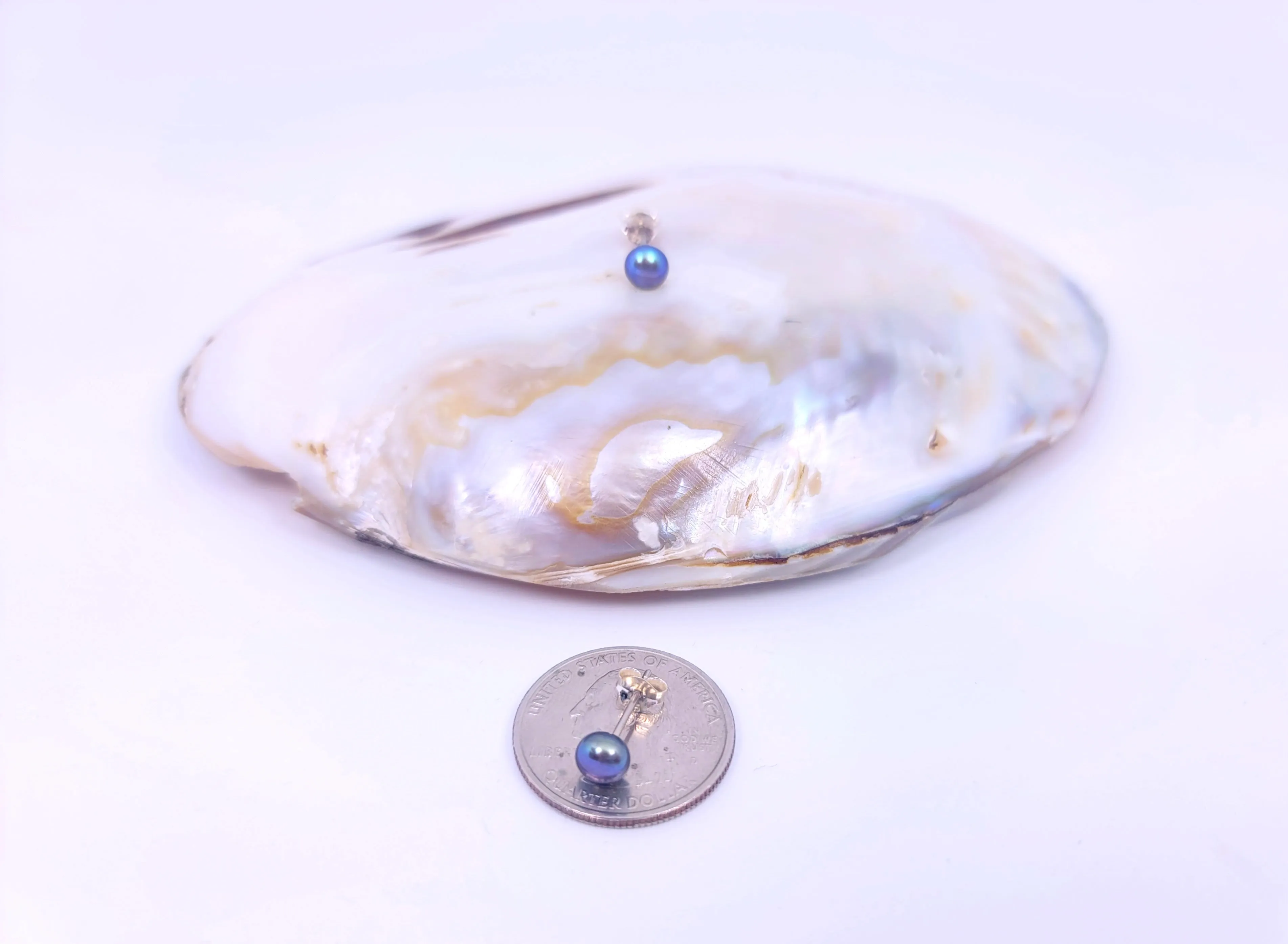 Tiny Pearl Earrings Black