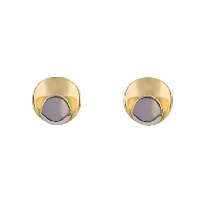 Two Tone Gold Plain Stud Earrings GE2435