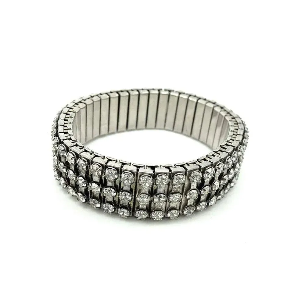 Vintage 1950s Diamante Concertina Bracelet