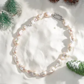 White Large Baroque Freshwater Pearl Necklace