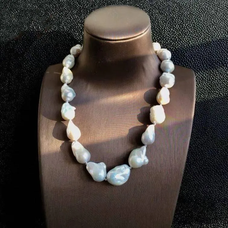 White Large Baroque Freshwater Pearl Necklace