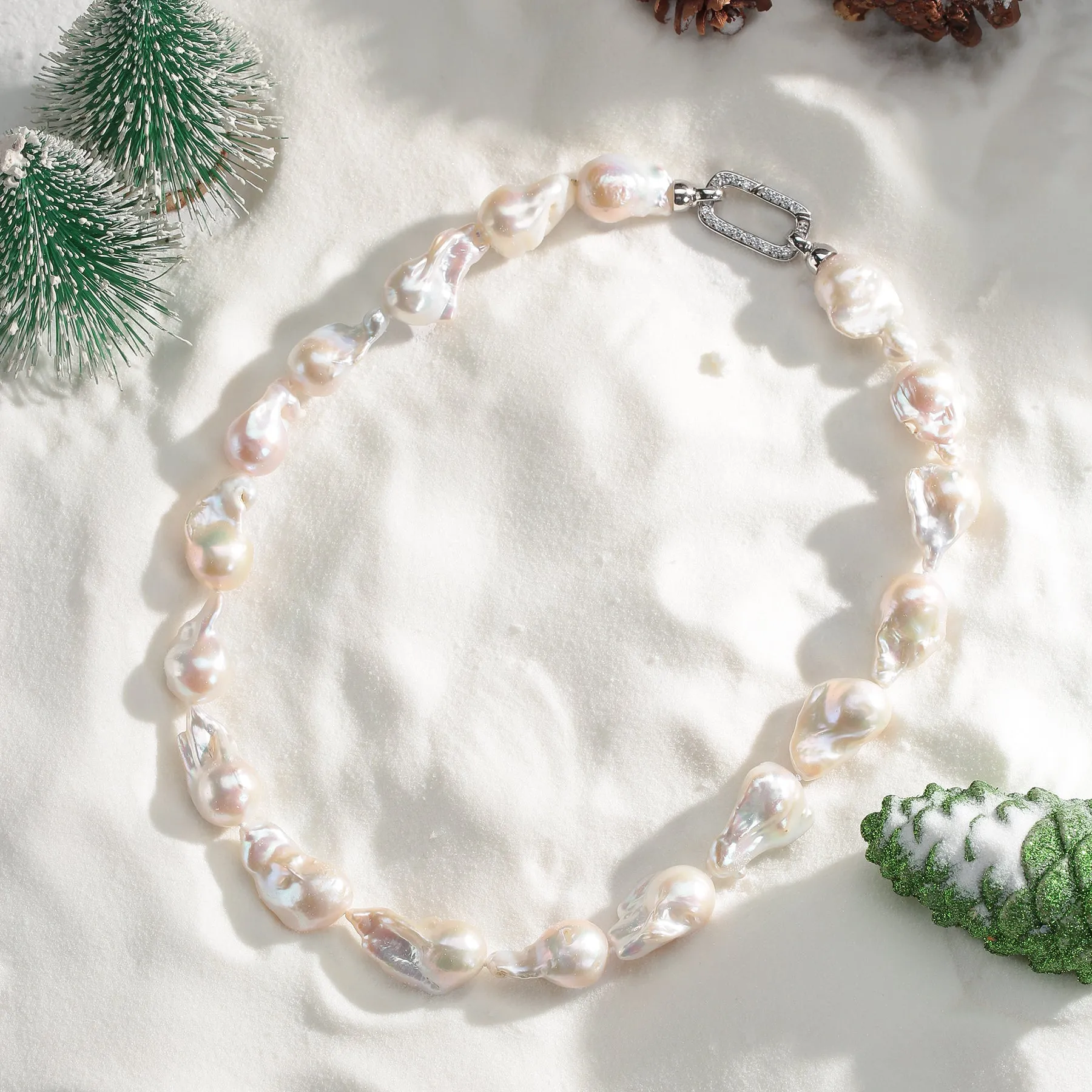 White Large Baroque Freshwater Pearl Necklace