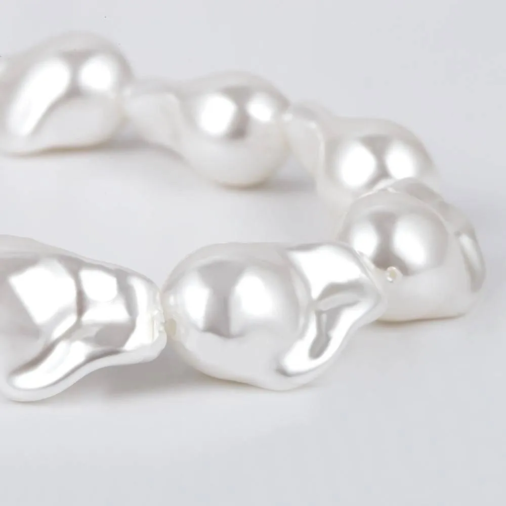 White Large Baroque Freshwater Pearl Necklace