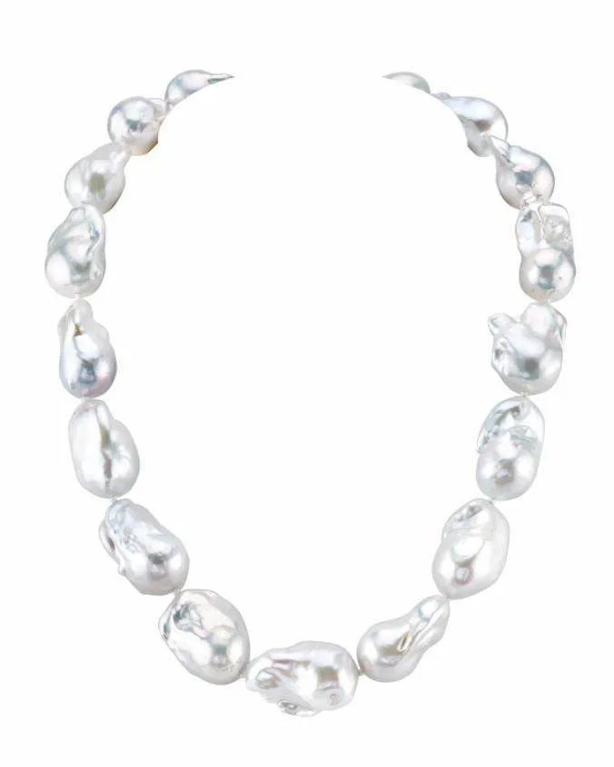 White Large Baroque Freshwater Pearl Necklace