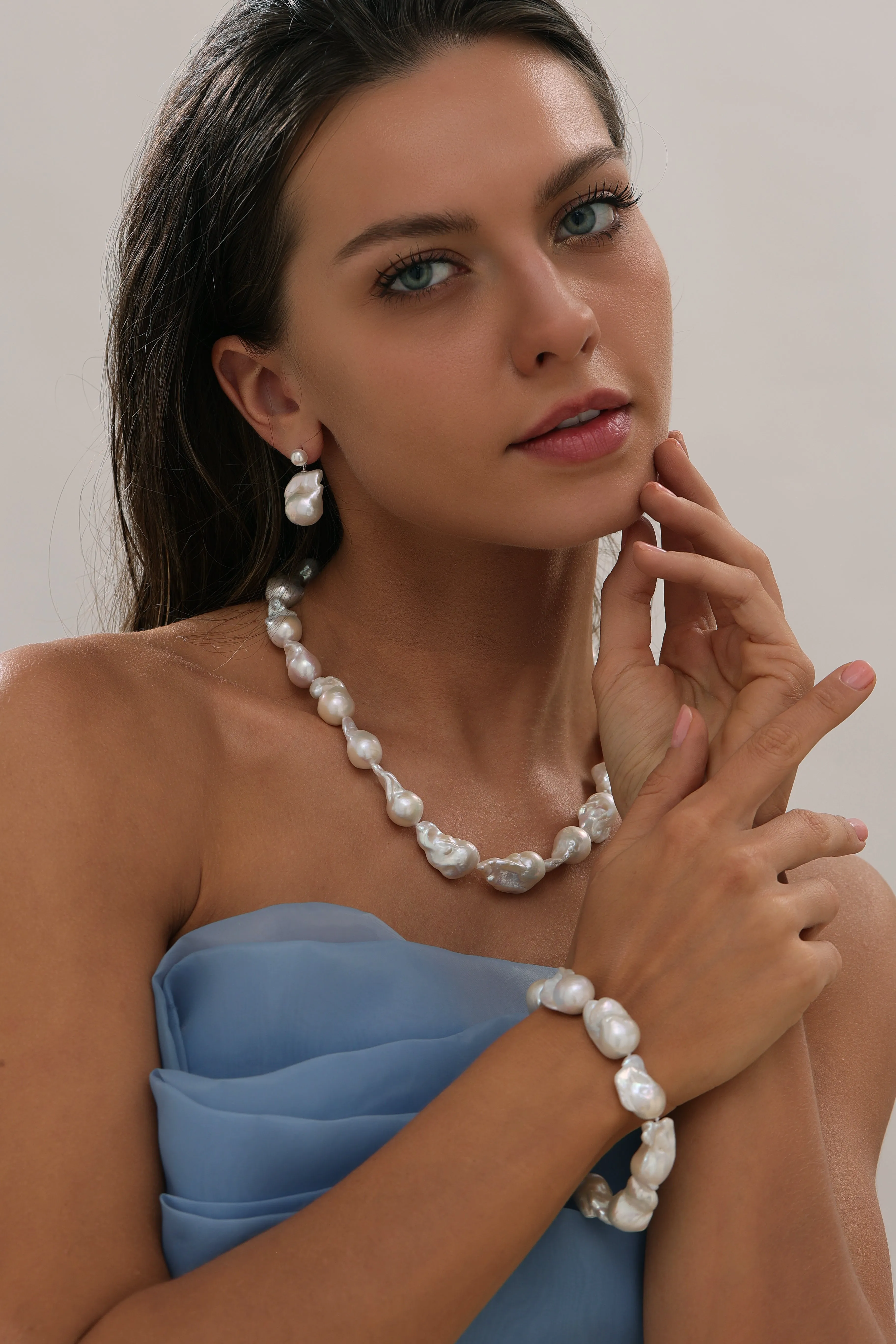 White Large Baroque Freshwater Pearl Necklace