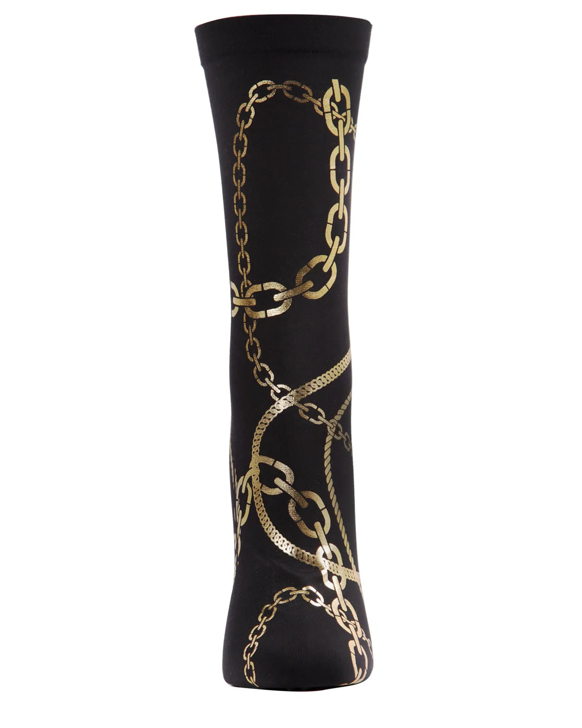 Women's Bling Bling Shiny Gold Chain Print Crew Sock