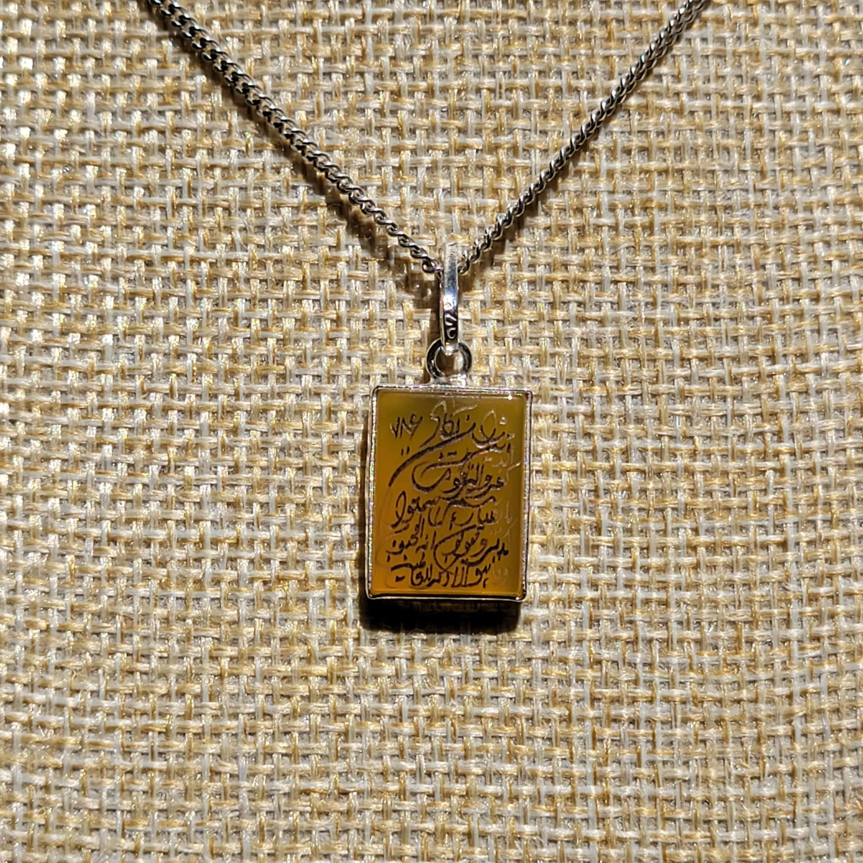 Yemeni Aqeeq Sterling Sliver Pendant Engraved Wa In Yakadul Lazina