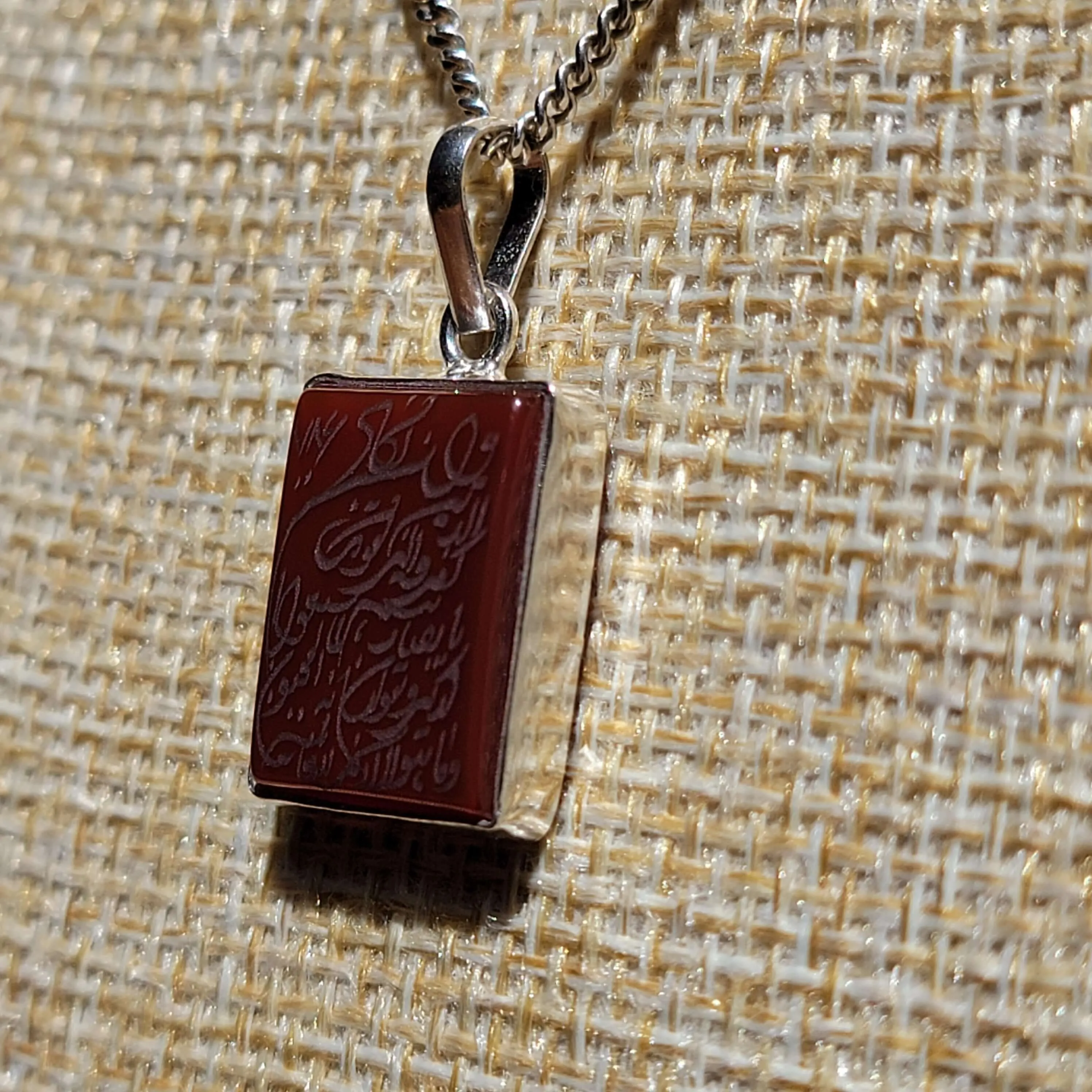 Yemeni Aqeeq Sterling Sliver Pendant Engraved Wa In Yakadul Lazina