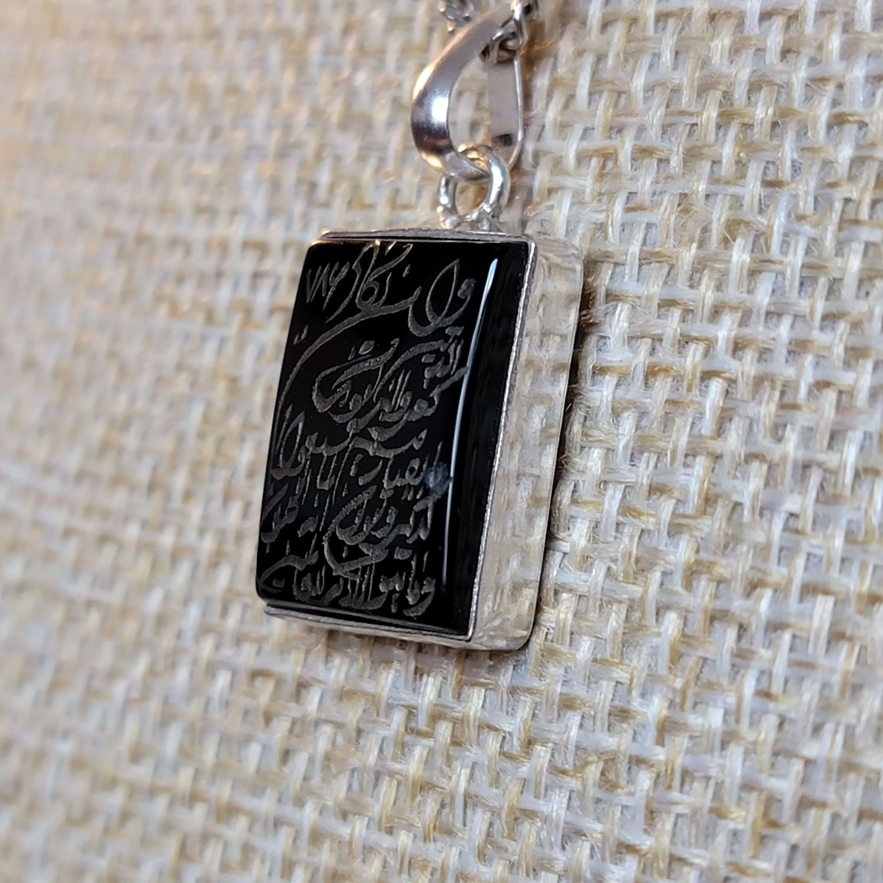 Yemeni Aqeeq Sterling Sliver Pendant Engraved Wa In Yakadul Lazina
