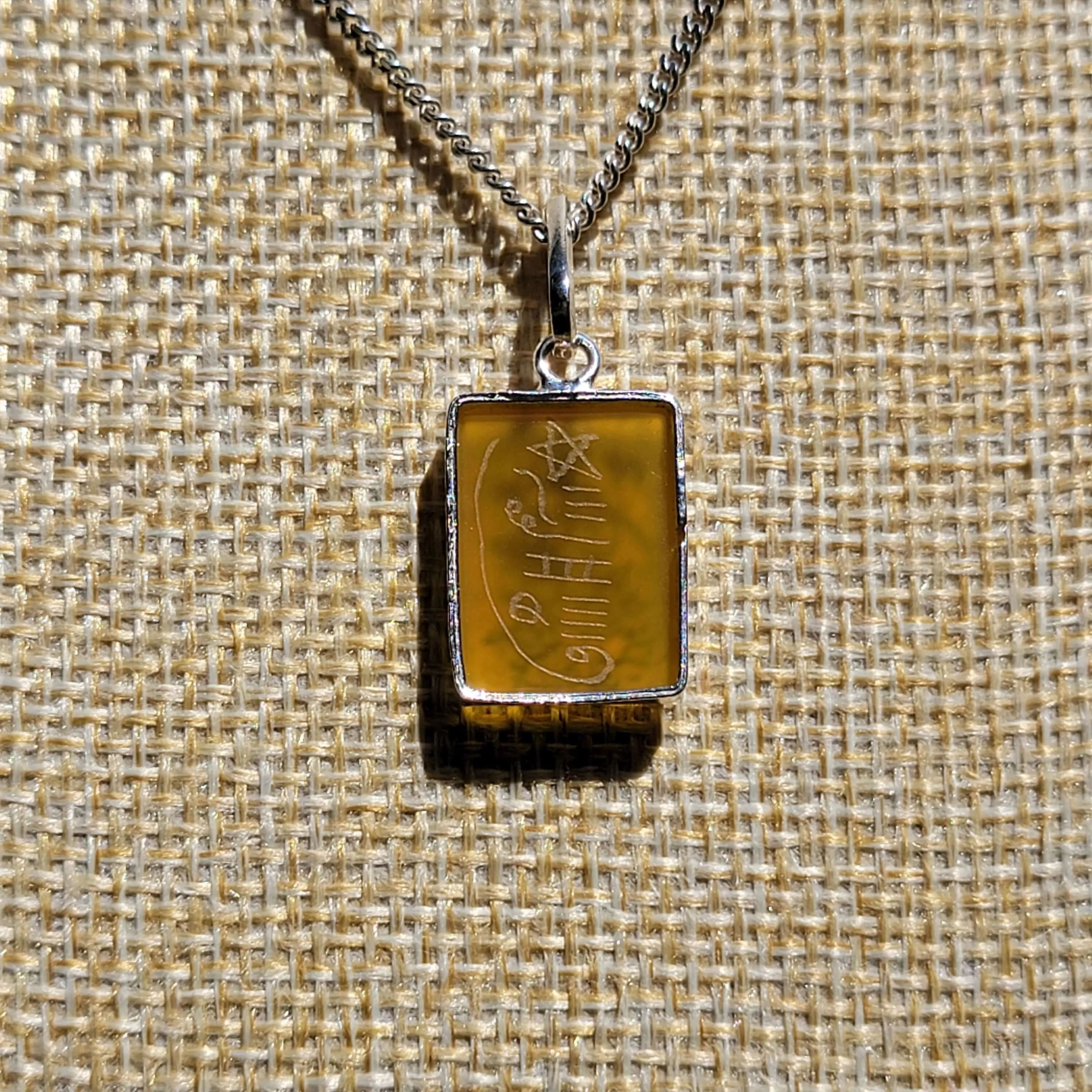 Yemeni Aqeeq Sterling Sliver Pendant Engraved Wa In Yakadul Lazina