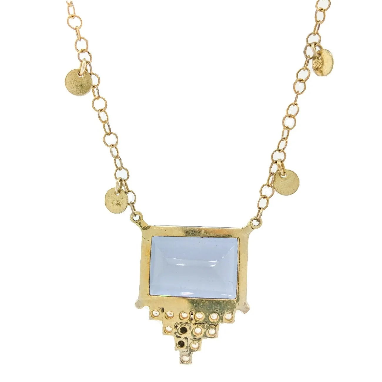 YGP Sterling Emerald cut Quartz, CZ accent Necklace